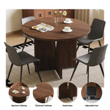 HIPIHOM Modern Round Dining Table Set for 4, 39.4" Walnut Kitchen Table with 4 PU Leather Chairs, 5-Piece Mid-Century Dining Room Set for Small Spaces, Pedestal Base