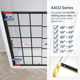 FELYL Black Grid Sliding Shower Door 55-60" W x 72" H, Matte Black, Single Sliding Door, Framed, 1/4" (6mm) SGCC Tempered Glass, Reversible Installation