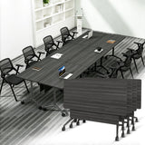 Rolling Folding Conference Table, Modular 61.0IN Pack of 4 Dark Grey-A for Office, School, Classroom, Library, Meeting, Seminar