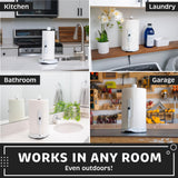 Stainless Steel Tension Arm Paper Towel Holder - Easy One-Handed Operation - This Sturdy Weighted Paper Towel Dispenser Countertop Model Has Suction Cups and Holds All Paper Towel Rolls (White)
