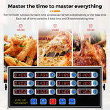 BEAMNOVA 12 Channels Digital Kitchen Timer for Cooking Loud Alarm Stainless Steel Clock Hours and Minutes Seconds Volume Control Electronic Calculator