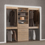 MODCART Modular Closet System, 90" Wide Closet Organizer System with Hanging and Drawers, Wood Tower Closet Storage for Walk In Closets, Wall Mounted Wardrobe Organizer Kit System, Bedroom, Wood