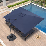 PURPLE LEAF Patio Umbrella 9' x 11.5' Rectangle All-Day Shade Control Navy