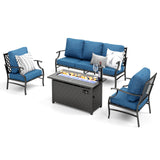 MIXPATIO 4-Piece Metal Patio Conversation Set, Fire Pit Table, 50,000 BTU