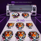 DXZ 24 Inch A1 DTF Printer with Shaker Oven, Dual i3200 Printheads, 5X Faster High-Speed DTF Transfer Machine, White Ink Circulation, Auto Cleaning for T-Shirt & Apparel Printing