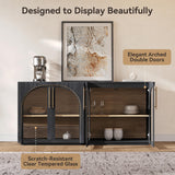 MorganBrig Sideboard Cabinet with Glass Doors, 94.5'' W Display Cabinet