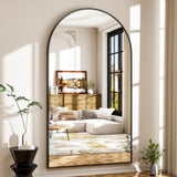 Easly 46"x76" Extra Large Arched Full Length Mirror - Leaning Mirror Arch Wall-Mounted Mirrors - Aluminum Alloy Frame Modern Simple Home Decor - for Living Room Bedroom Cloakroom