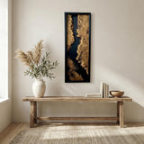 Live Edge Wood Wall Art, Black Framed Narrow Vertical Panel | Natural Wooden Wall Decor for Hallway, Living Room & Office, Rustic Handcrafted Gift - 20"x39"