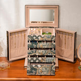 Homruilink High End Glass Jewelry Box for Women, 5 Layer,Emerald
