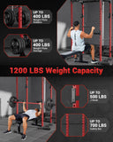 GarveeLife Power Cage, Power Racks for Home Gym with Pulley System, 1200 LBS Weight Capacity Multi-Functional Squat Rack for Strength Workout (Red D1002)
