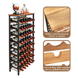 48 Bottles Floor Wine Rack with Wood Top, Freestanding Wine Bottle Organizer Shelf | 25.2''L x 10.7''W x 47.2''H Sonyabecca