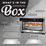 Gourmia Toaster Oven Digital Air Fryer - Convection Mode with 4 Slice Capacity, 3 Rack Positions, 12 Presets, Toast, Bagel, Bake, Roast, Broil, Dehydrate, Popcorn, Fits 9" Pizza, Stainless Steel