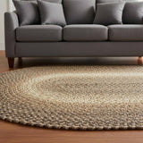 Super Area Rugs 10X13 Braided Rugs Farmhouse Living Room Rug - Ridgewood Braided Rug for Master Bedrooms - Reversible - Indoor/Outdoor - Made in USA - Brown Velvet/Beige, 10' X 13' Oval