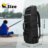 Rexmica Fishing Rod Bag Backpack Holds 8 Rods & Reels, Fishing Tackle Bag with Compartment for Tackle Boxes, Fishing Gear or Equipment, Fishing Pole Carrying Bag with Tactical Molle System