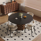 VAFON 51.18" Sintered Stone Dining Table, Round Kitchen Table for 4-6