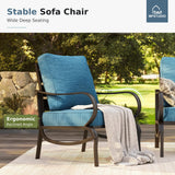 MFSTUDIO 4 Piece Metal Patio Furniture Set with Fire Pit Table,Peacock Blue