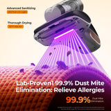 JIGOO Mattress Vacuum Cleaner with UV-C Light, Bed Vacuum Cleaner with Dust Sensor, Ultrasonic and High Heating, Deep Cleaning Bed Vacuum for Sofa Bed Fabric Surface (Gray)