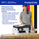 Brother INKvestment 5010 Wireless Color Inkjet All-in-One Printer with Automatic 2-Sided Copy & Scan with 2.7” Color Touchscreen (MCF-J5010DW)