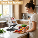 HAUTOCO Acrylic Book Stand, Adjustable Book Holder with 360° Rotating Base