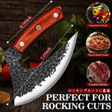 TIVOLI Ulu Knife with Sheath – Full Tang Rosewood Handle, Gift-Ready Box, Viking-Style Cleaver & Pizza Cutter for Meat, Herbs, and Outdoor Cooking –A Christmas Gift for Men and Women