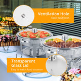 ROVSUN 5 Qt 4 Pack Chafing Dish Buffet Set,NSF Stainless Steel Round Chafers for Catering, Buffet Servers and Warmers Set with Lid Holder & Drip Tray for Wedding Party Banquet Graduation
