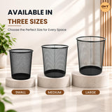 GoodWill Tech Recycling Dustbins - Pack of 2 Metal Mesh Dustbins waster Basket for Home, Office - (Black, Large)