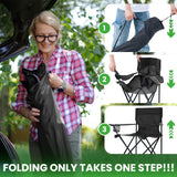 Canpsky 2 Pack Portable Camping Chairs Folding Lawn Chair Outdoor Lightweight Beach Chair with Cup Holder & Carry Bag for Outside Sports, Fishing, Hiking, Travel, Picnic, Backyard (Black-Dark)