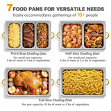 Chafing Dishes for Buffet 4 Pack 7 Pans, 9.5QT [Sturdy & Rolled Edge] Chafing Dish Buffet Set, [Mirror-Like Polished Finish] Easy to Clean Food Warmers for Parties, Gathering, Wedding, Event, Catering