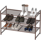 Simple Houseware 3-Tier Stackable Metal Panel Shoes Rack, Bronze