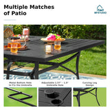 MFSTUDIO 9 PCS Patio Dining Set, 57.5" Square Table & Blue Swivel Chairs