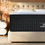 Lomeluous King Mattress, 14” King Size Mattress Hybrid with 4 Layers Premium Gel Memory Foam and Edge Support 7-Zone Pocket Springs, Motion Isolation & Pressure Relief, Medium Firm Comfort in a Box