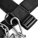 WKWE Neck Harness for Increases Neck Core Strength - Neck Exerciser with 30" Heavy Duty Steel Chain for Safely Lifting Weights Up to 280 lbs, Adjustable Head with Nylon Tether and 2 Carabiners WKWE