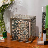 Homruilink High End Glass Jewelry Box for Women, 5 Layer,Emerald