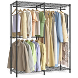 SONGMICS Clothes Rack, Freestanding Wardrobe Closet, Metal Clothing Racks, Heavy-Duty Garment Rack with Adjustable Shelves, Hanging Rods, Dividable, 15.8 x 47.2 x 70.9 Inches, Ink Black ULGR423B01
