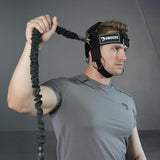 DMoose Fitness Neck Harness Plus for Weight Lifting - Soft Padded Head & Chin Strap with 30" Heavy Duty Steel Chain, 2 Bands & Door Anchor - Neck Exerciser & Strengthener (Neck Harness Plus)