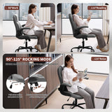 Office Chair PU,Leather Office Chair with Wheels,360° Swivel Rolling Chair with Padded Arms