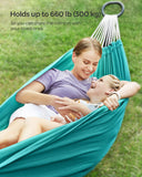 SONGMICS Double Hammock, 98.4 x 59.1 Inches, 660 lb Load Capacity, with Compression Bag, Mounting Straps, Carabiners, for Terrace, Balcony, Garden, Outdoor, Camping, Turquoise UGDC15BU