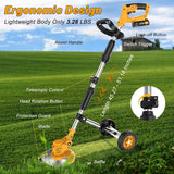 Electric Weed Wacker Cordless Weed Eater Battery Powered 21V, 4-in-1 Brush Cutter/String Trimmer/Grass Trimmer/Lawn Mower