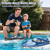 Shark RC Racing Boat for Kids & Adults,2.4GHz High Speed Remote Control Boat W/ Dual Battery 50 Min Runtime,Waterproof,Fast Remote Control Toy Gift Kids 8-12, Ideal for Pools & Lakes,Shining Blue