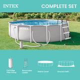 INTEX Prism Frame 15 ft x 42 in Above Ground Pool Set, Round Swimming Pool with Steel Frame, 1000 GPH Cartridge Filter Pump, Ladder, Cover, & Ground Cloth