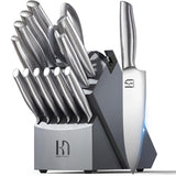 Knife Set, 14 Pcs Premium Japanese High Carbon Stainless Steel Kitchen Knife Set, Razor Sharp Knife Block Set with Built-in Sharpener