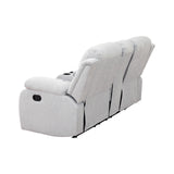 MOOLSUN Living Room Furniture Set Corduroy Recliner Compartments and Cup Holders Reclining for Home Theater/Office（A-Grey White Microfiber,Loveseat）