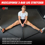 MuscleForge 3-Bar Leg Stretcher for Splits and Adductor Stretch - Legs Spreader to Over 180° Split Machine Trainer Groin Flexibility Ballet Stretching Equipment with Padded Grips and Strap Attached MuscleForge