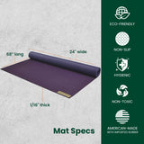 JadeYoga Voyager Yoga Mat - Lightweight & Portable Rubber Yoga Mat - Non-Slip Exercise Mat for Women & Men - Great for Yoga, Home Workout, Gym Fitness, Pilates, Stretching, and More (68" Purple) JadeYoga