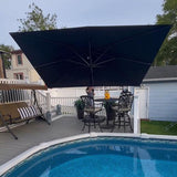 PURPLE LEAF Patio Cantilever Umbrella 10' x 13' Large Space for Pool Navy