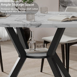 42"-58" Round Extendable Dining Table for 4-6, Kitchen Oval Table with Hidden Leaves & Storage Shelf, Space Saving Modern Design with Sturdy Metal Legs for Kitchen, Dining Room & Small Apartments