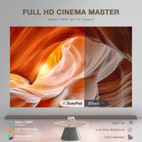 [Officially-Licensed App & Auto Focus]White Smart Mini Projector with WiFi and Bluetooth, XuanPad 4K Support Movie Projector, Portable Native 1080P Outdoor Projector with 360° Stand