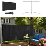 Windscreen4less Outdoor Privacy Fence Screen, 6'x12' Freestanding Privacy Fencing Set with Iron Poles and Ground Spikes