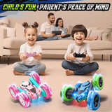 Hamdol Upgraded RC Car for Kids, 360° Rotating Double Sided Stunt Vehicle with Headlights, 2.4GHz 4WD Remote Control Car, USB-C Rechargeable Electric Toy, Birthday for Boys & Girls