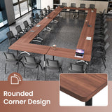 Folding Conference Table with Wheels, Flip-Top Mobile Training Table Modular Conference Room Tables, Space Saving Seminar Meeting Tables for Office School Business Classroom(Walnut 1 4PCS 47.2in)